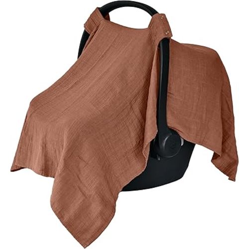 Car Seat Cover Baby - Organic Cotton - Carseat Covers Baby - Carseat Cover - Car Seat Canopy - Carseat Canopy - 100% Muslin Cotton, 43" x 32" (Cedar)