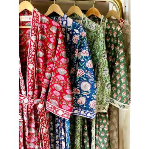 Postpartum 100% Cotton Robe— color 19, fish pattern