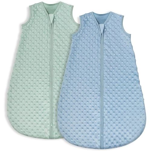 Yoofoss Fleece Baby Sleep Sack 6-12 Months with Plush Dots, TOG 1.5 Baby Wearable Blanket with 2-Way Zipper, Cotton Toddler Sleep Sack Fleece