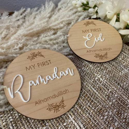 Reversible My First Ramadan & Eid Sign: Baby Milestone Plaque