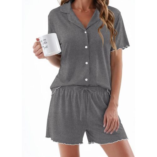 Ekouaer Womens Pajama Sets Button Up Pjs Shorts Sets Soft Sleepwear 2 Piece Lounge Sets for Bridal Parties Postpartum S-XXL