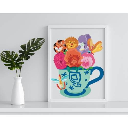Wonderland Talking Flowers art print / Alice in Wonderland theme art print / bread butterfly/ home decor