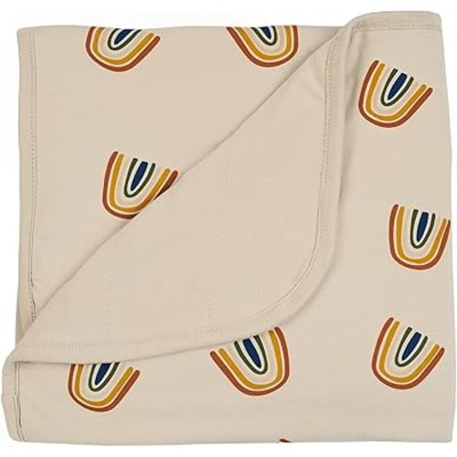 KYTE BABY Baby Blanket in Rust Rainbow on Oat 97% Rayon Made from Bamboo, 3% Spandex