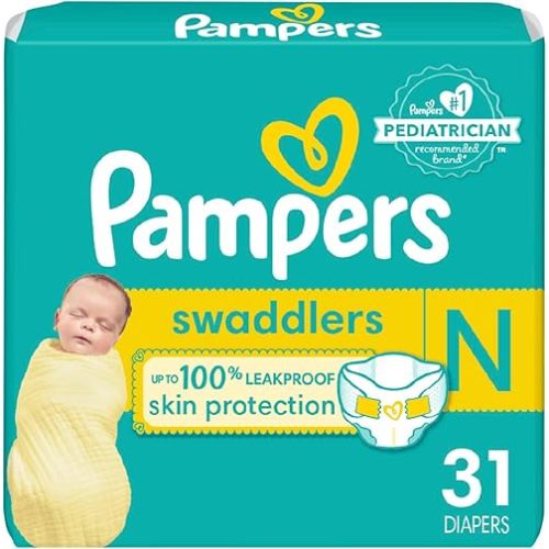 Pampers Baby Diapers - Swaddlers - Size 0, 31 Count, Ultra Absorbent Disposable Newborn Diaper