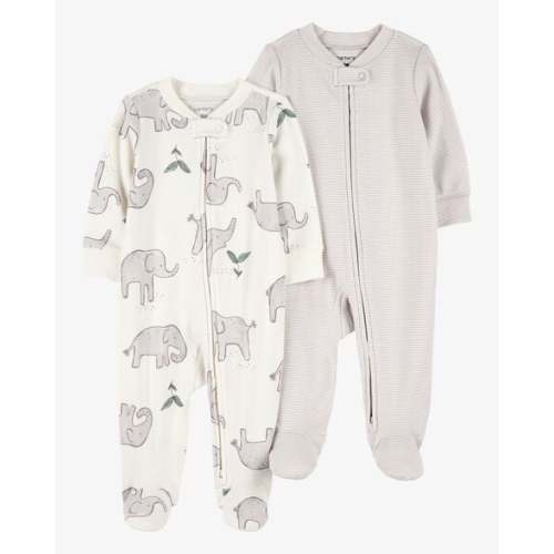 Baby 2-Pack Striped Elephant 2-Way Zip Cotton Sleep & Play Pajamas - Carter's | Carter's