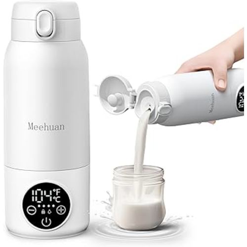 Portable Bottle Warmer for Travel - 17oz Baby Bottle Warmer with 2-Min Heating, Precise Temp Control (98°F-158°F) & IPX6 Waterproof Design | Bottle Warmer On-The-Go for Car, Airplane, Outdoor