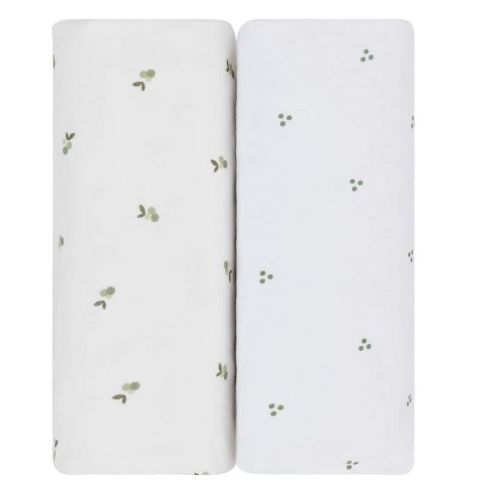 Ely's & Co. Waterproof Bassinet Sheet Set -Berry and Cluster Dot Sage 2 Pack