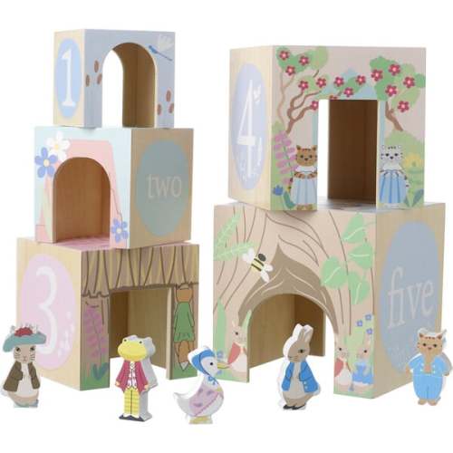 Peter Rabbit: Wooden Stacking Cubes - 5 Numbered Stacking Cubes - Orange Tree Toys | Maisonette