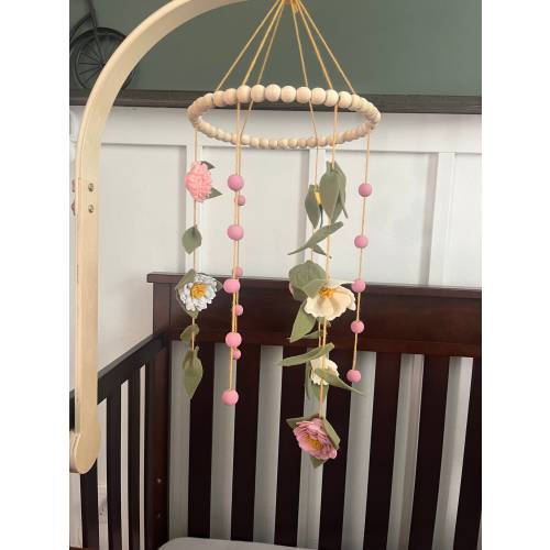 Light Pink and White Flower Baby Nursery Mobile