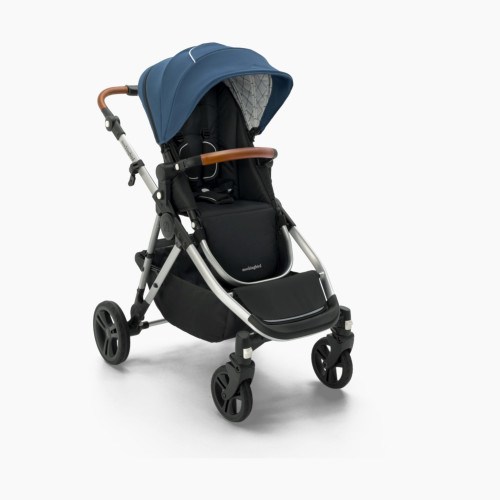Mockingbird Single-to-Double Stroller 2.0 - Sea/Windowpane Canopy With Penny Leather