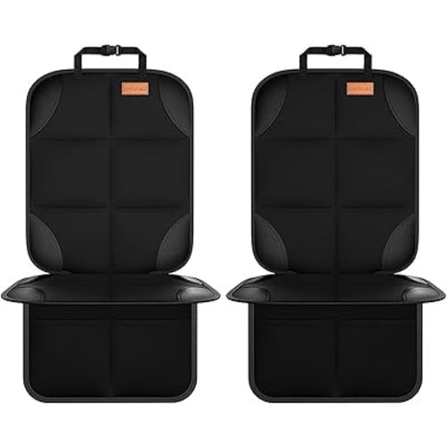 Car Seat Protector, 2Pack Seat Protector Protect Child Seats with Thickest Padding and Non-Slip Backing Mesh Pockets for Baby and Pet,Sedan SUV Truck (Black)