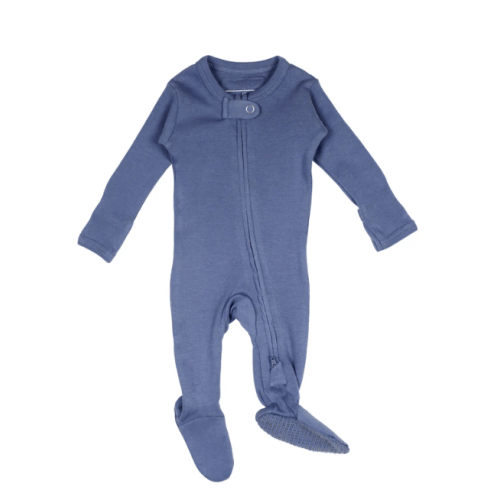Organic 2-Way Zipper Footie in Slate – L'ovedbaby