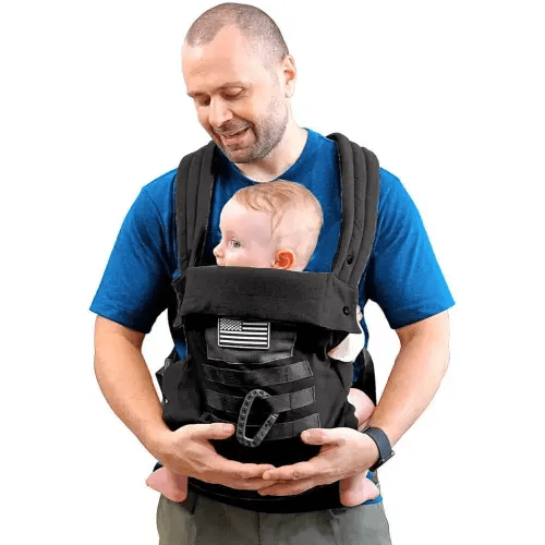 Baby Carrier, Lumbar Support Infant Carrier (0-36M, 8-33 lbs) with Foldable Headrest Carabiners for Big and Tall Parents, Men, Women (Black)