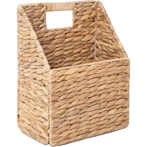 GYASVWU Foldable Water Hyacinth Hanging Baskets, Collapsible Wicker Wall Baskets with Handle, Woven Hanging Basket, Front Door Basket for Flower/Fruit/Mail/Magazine/Files Storage (Water Hyacinth)