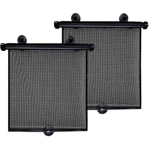 Kewucn Car Side Window Sun Shade, 2 Pack Retractable Auto Sunshade Visor for Block Heat UV Rays and Glare Protection, Universal Roller Window Shade for Baby, Pets, Kids, Passengers (Large)