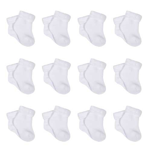 12-Pack White Wiggle Proof® Terry Bootie Socks