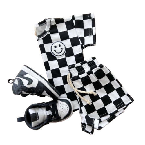 Checkered Shorts Set | Black