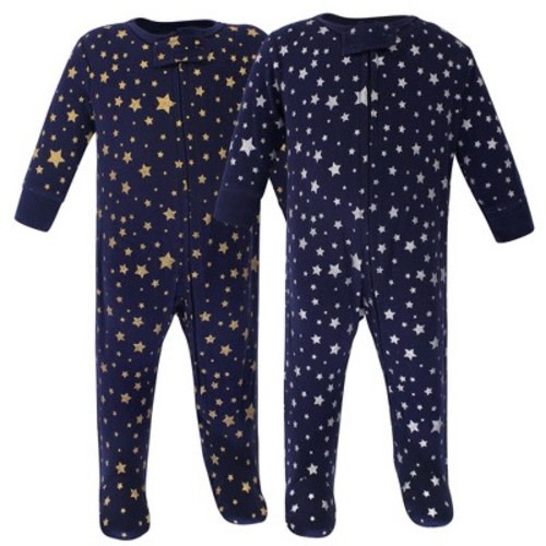 Hudson Baby Baby Cotton Zipper Sleep and Play 2pk, Metallic Stars, Size: 0-3 months