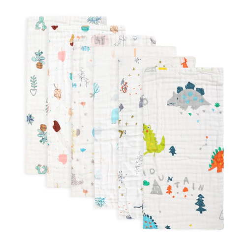 Muslin Baby Burp Cloths 6 Pack Premium Cotton Burping Rags for Newborn Ultra Soft and Absorbent Unisex Spit up Rags for Boys and Girls 20'' x 10''