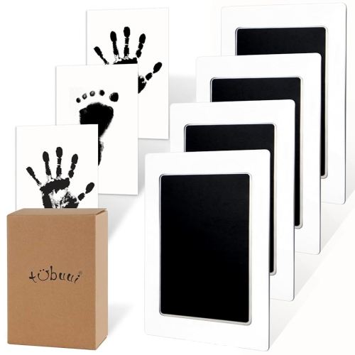 4-Pack Inkless Hand and Footprint Kit, Baby Footprint Kits, Clean Touch Baby Handprints and Footprints Kits,No Mess Ink Pad for Baby Hand and Footprints,Dog Paw Print Kit (Black)