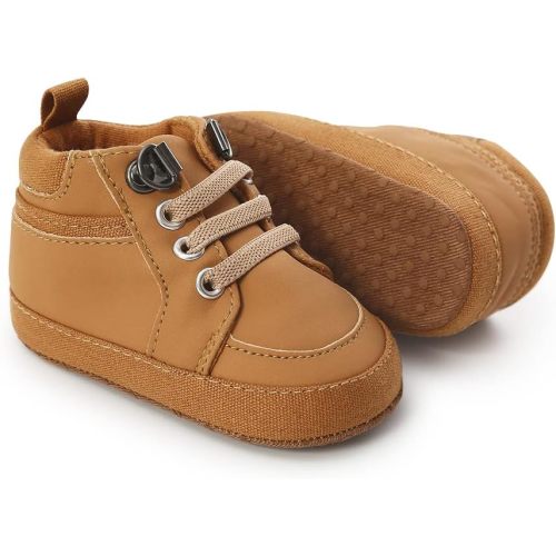 Meckior Infant Baby Boys Girls Walking Shoes Toddler Non Slip Rubber Sole Sneakers Soft Casual PU Leather Moccasins Prewalkers Crib Shoe First Walking Shoes 3-18 Months
