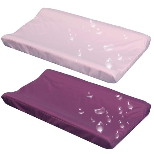 Belsden 2 Pack Waterproof Changing Pad Cover, Soft Microfiber Diaper Change Table Sheets for Baby Girls, Fit 32" x 16" Changing Pad, Machine Washable Durable, Pink & Purple