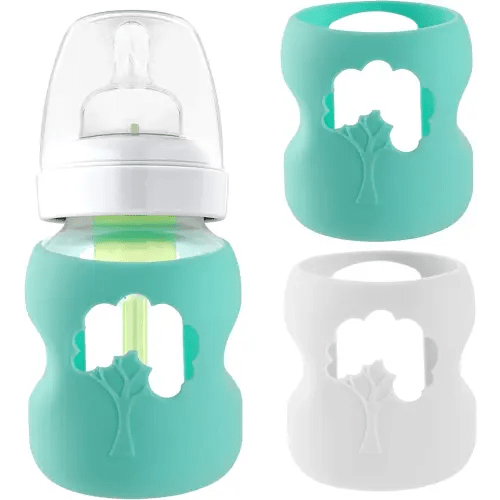 (2-Pack, 5 oz) Silicone Baby Bottle Sleeves Compatible with Dr. Brown's Natural Glass Bottles Dishwasher-Safe Anti-Colic Baby Bottle Covers for Dr. Brown Wide-Neck Glass Bottles