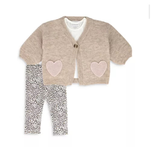 Girls' Sweater Cardigan, Top & Leggings Set - Baby