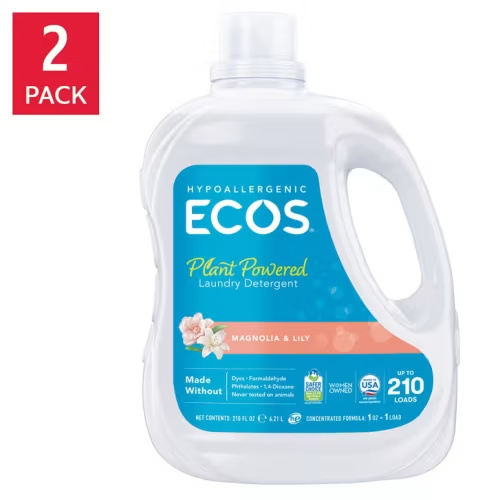 ECOS Liquid Laundry Detergent, Magnolia & Lily, 210 Loads, 210 fl oz, 2-count | Costco