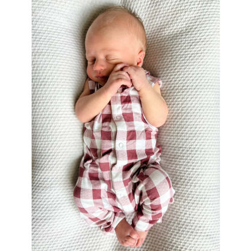 Easy Romper, Mulberry Plaid