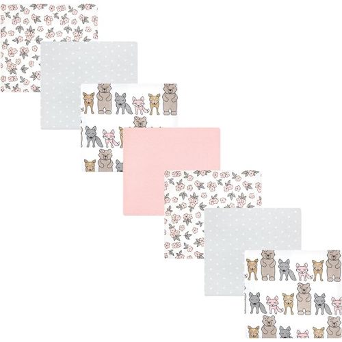 Hudson Baby Cotton Flannel Receiving Blankets Bundle, Wild Forest Pink, One Size