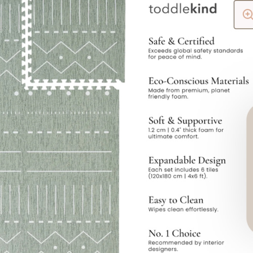 Toddlekind Haven Playmat in Berber Moss (4x6)