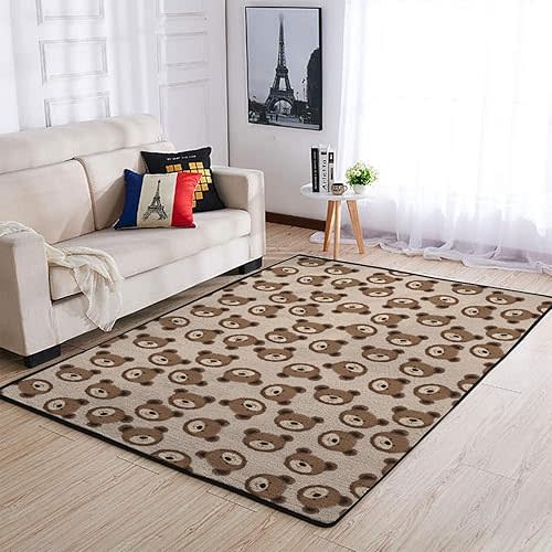 Neutral Boho Bears Nursery Area Rugs for Baby Girl Boy Cute Brown Bear Kids Throw Mats for Living Room Bedroom Kids Room Playroom Home Decor Watercolor Woodland Bears Floor Carpet Brown 20x32inch