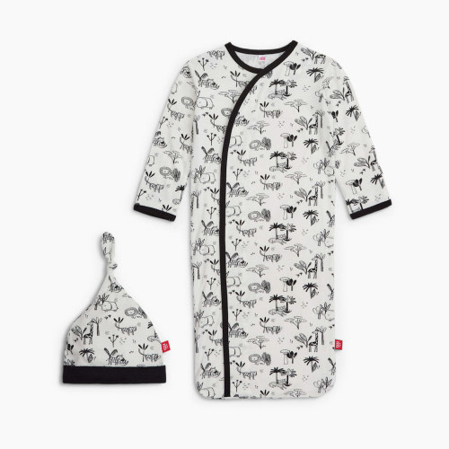 Magnetic Me Modal Gown And Hat Set - Black & White Animal Safari, 0-3 M