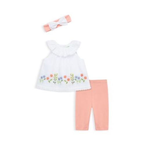Girls' Floral Border Top, Leggings & Headband Set - Baby