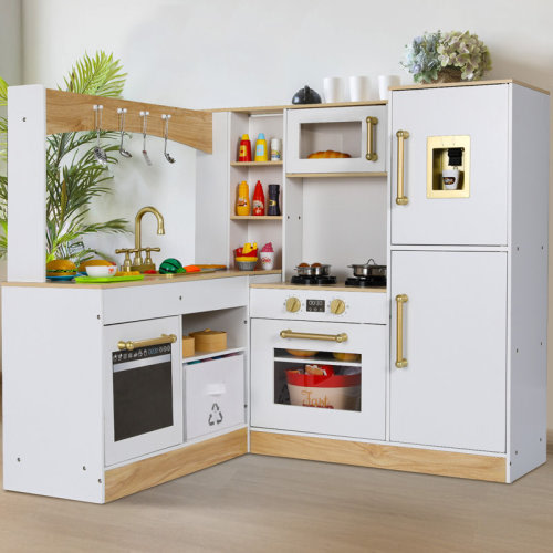 Pirecart Preschool Kitchen Set, Corner Play Toy Kitchen, Large Toodler Cooking Playset w/Refrigerator, Stove w/Light & Sound, Disinfection Locker, Water Dispenser, Sink & Reviews | Wayfair