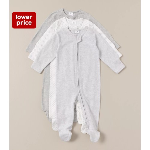 3 Pack Baby Organic Cotton Zip Coveralls | Target Australia