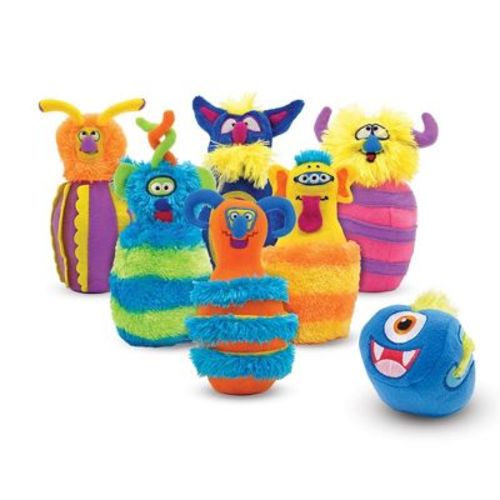 Melissa & Doug Fuzzy Monster Bowling Pins and Ball With Mesh Storage Bag - 8 Pieces