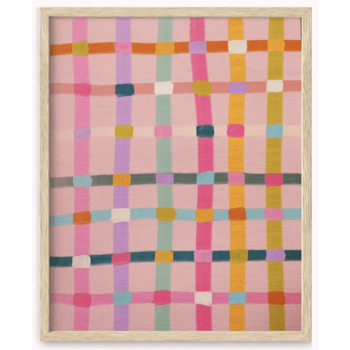Colorful Grid Painting Art Print: Maximalist Eclectic Wall Decor