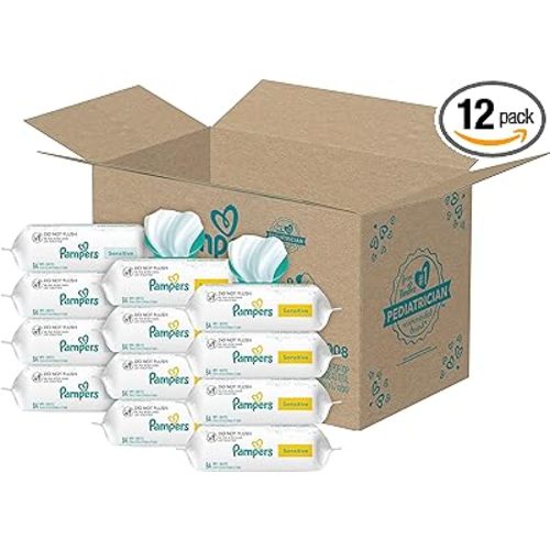 Pampers Sensitive Baby Wipes - Baby Wipes Combo, 1008 Count, Water Based, Hypoallergenic and Unscented (Packaging May Vary) - 84 Count (Pack of 12)