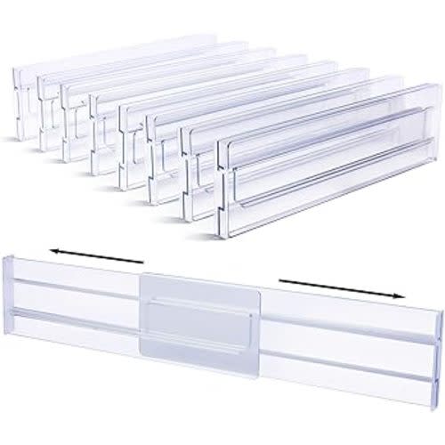 Vtopmart 8 Pack Drawer Dividers, Adjustable 3.2 High Expandable from 12.2-21.4, Clear Plastic Drawer Organiser for Clothing, Kitchen Utensils and Office Storage : Amazon.com.au: Stationery & Office Products