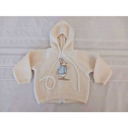 Vintage Quiltex Baby Hooded Sweater 6/9 Month Peter Rabbit Ivory