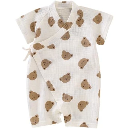 BINIDUCKLING Baby Kimono Robes Cotton Muslin Romper Clothes Newborn - 24 Months
