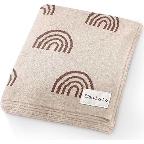 Baby Blanket for Girls and Boys - 100% Cotton Buttery Soft Cozy Receiving Swaddle Crib Stroller Blanket for Shower Gift Registry for Newborns, Infants, Toddlers (Rainbow - Taupe)
