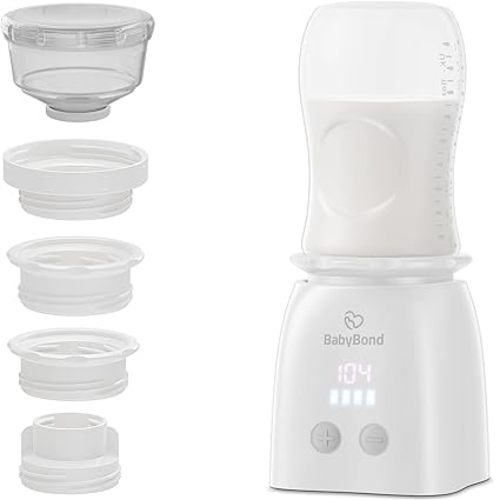 BabyBond Baby Bottle Warmer, Portable Bottle Warmer for Most Bottles Rechargeable Travel Bottle Warmer Cordless for Baby Milk Breastmilk with Precise Temperature Control (Grey)