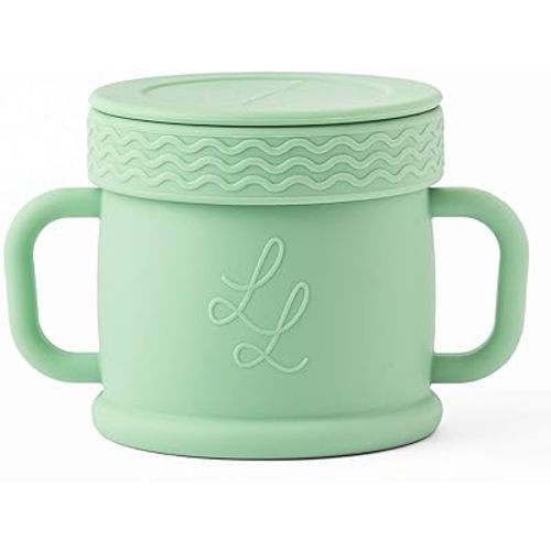 Nontoxic 10oz Snack Cup with Freshness Lid - Premium Medical Grade Silicone - BPA & PFAS Free - Mess-Free Lid Design - Easy to Clean and Dishwasher Safe (Green)