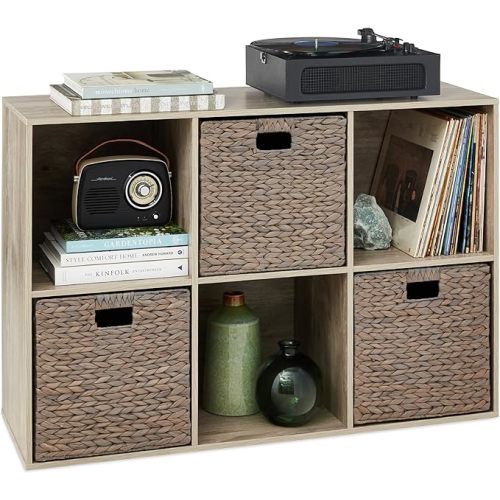 Best Choice Products 6-Cube Storage Organizer, 13.5in Shelf Opening, Bookcase, Display Shelf, Customizable w/ 3 Removable Back Panels – Greige