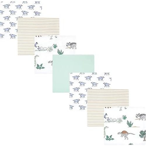Hudson Baby Unisex Baby Cotton Flannel Receiving Blankets Bundle, Boy Dino World, One Size