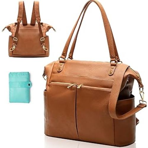 Amazon.com: MOMINSIDE Diaper Bag Tote, 4 in 1 Leather Diaper Bag Backpack with 14 Pockets, Convertible Baby Bag for Boys Girls, Baby Registry, Changing Pad, 4 Large Insulated Pockets(Brown) : Baby