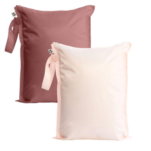 Tiny Twinkle Wet Dry Bag – 2 Pack Reusable Waterproof & Mess Proof Wet Bags for Swimsuits & Travel, Baby Towels & Beach Essentials,a Diaper Bag Must-Have(Rose, Burgundy)